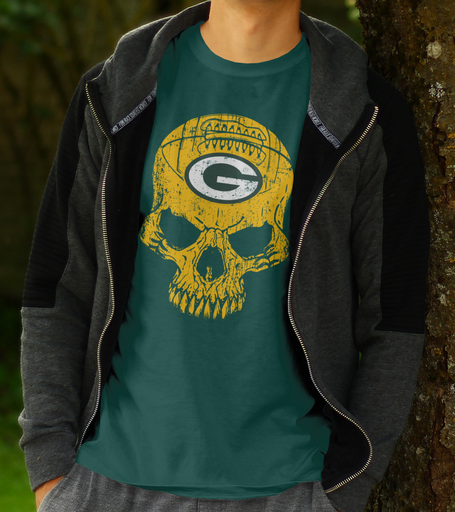 Green Bay Packers Skull Football Logo T-Shirt