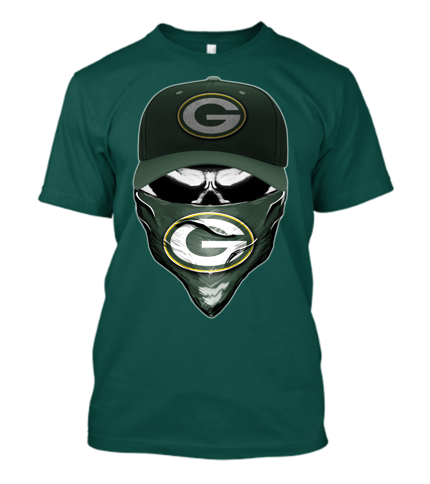 Green Bay Packers Skull Cap And Bandana T-Shirt