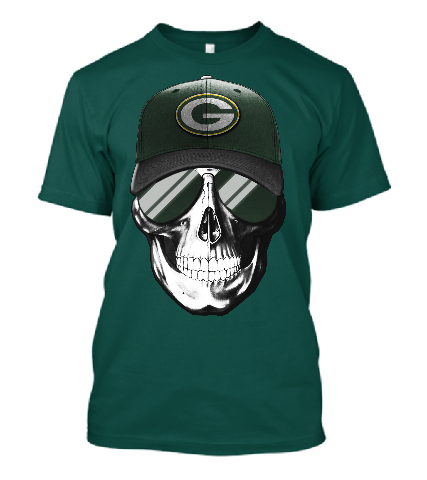 Green Bay Packers Skull Hat T-Shirt