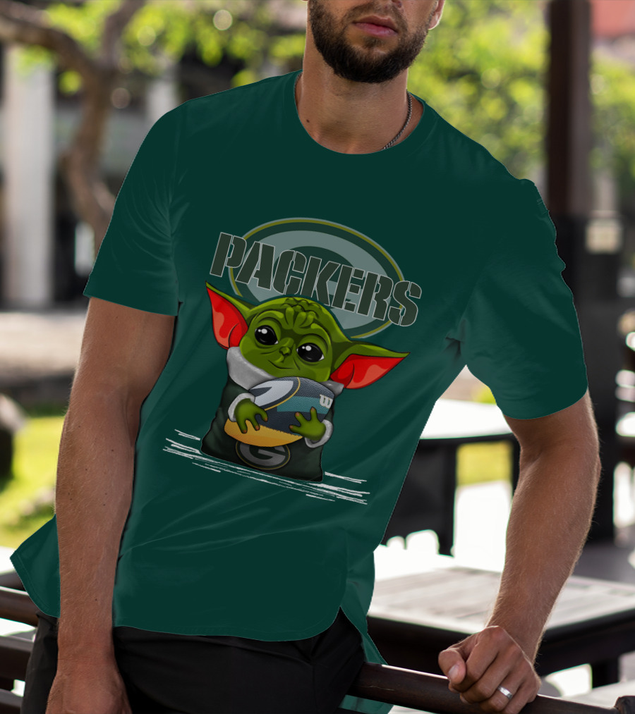Yoda Holding Football With Green Bay Packers T-Shirt