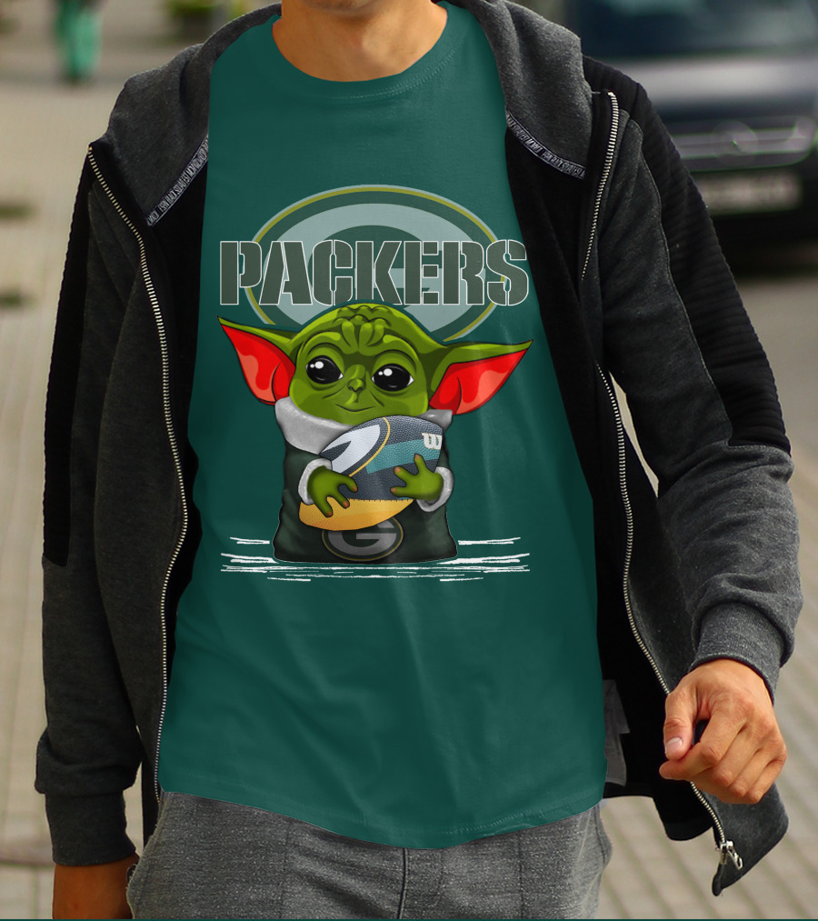 Yoda Holding Football With Green Bay Packers T-Shirt
