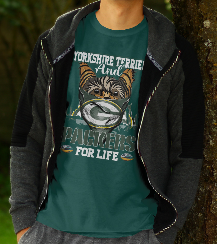 Yorkshire Terrier And Packers For Life Green Bay Packers T-Shirt