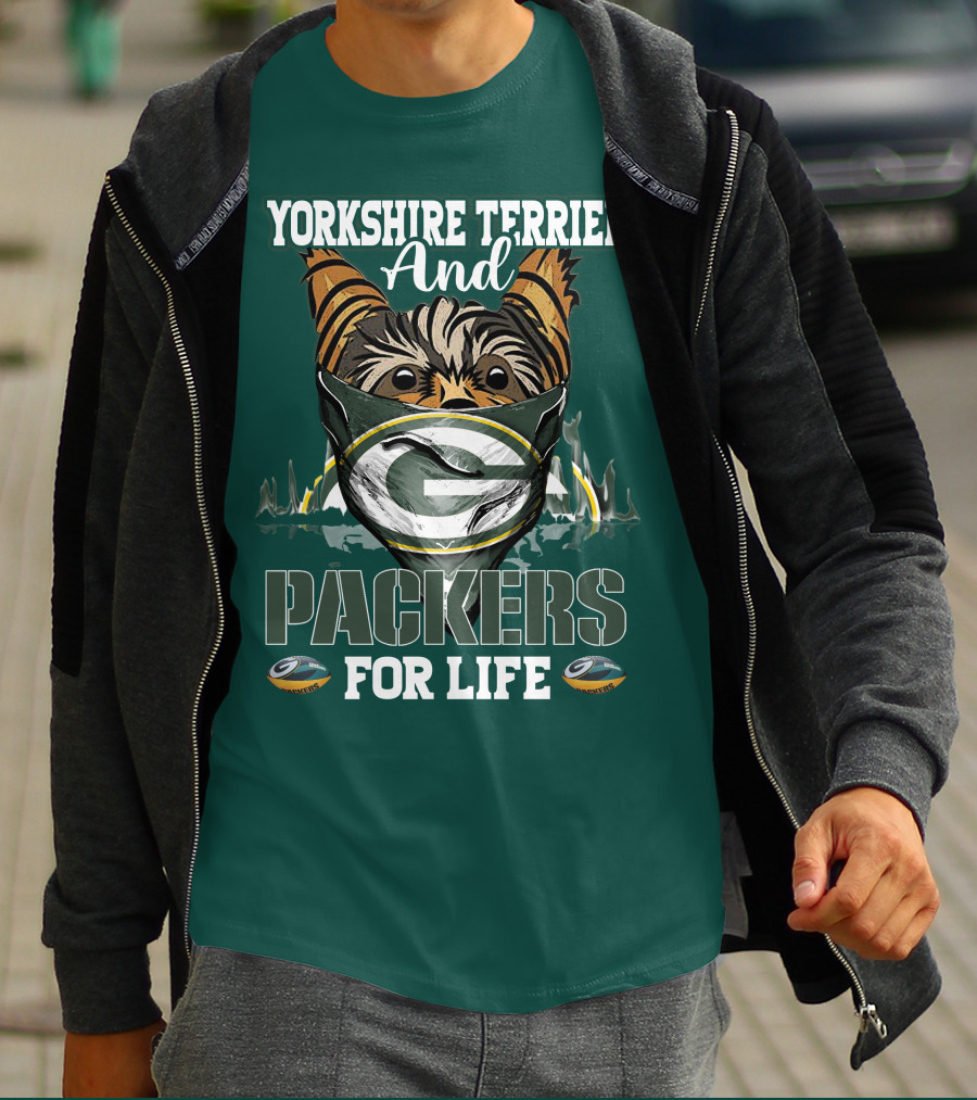 Yorkshire Terrier And Packers For Life Green Bay Packers T-Shirt