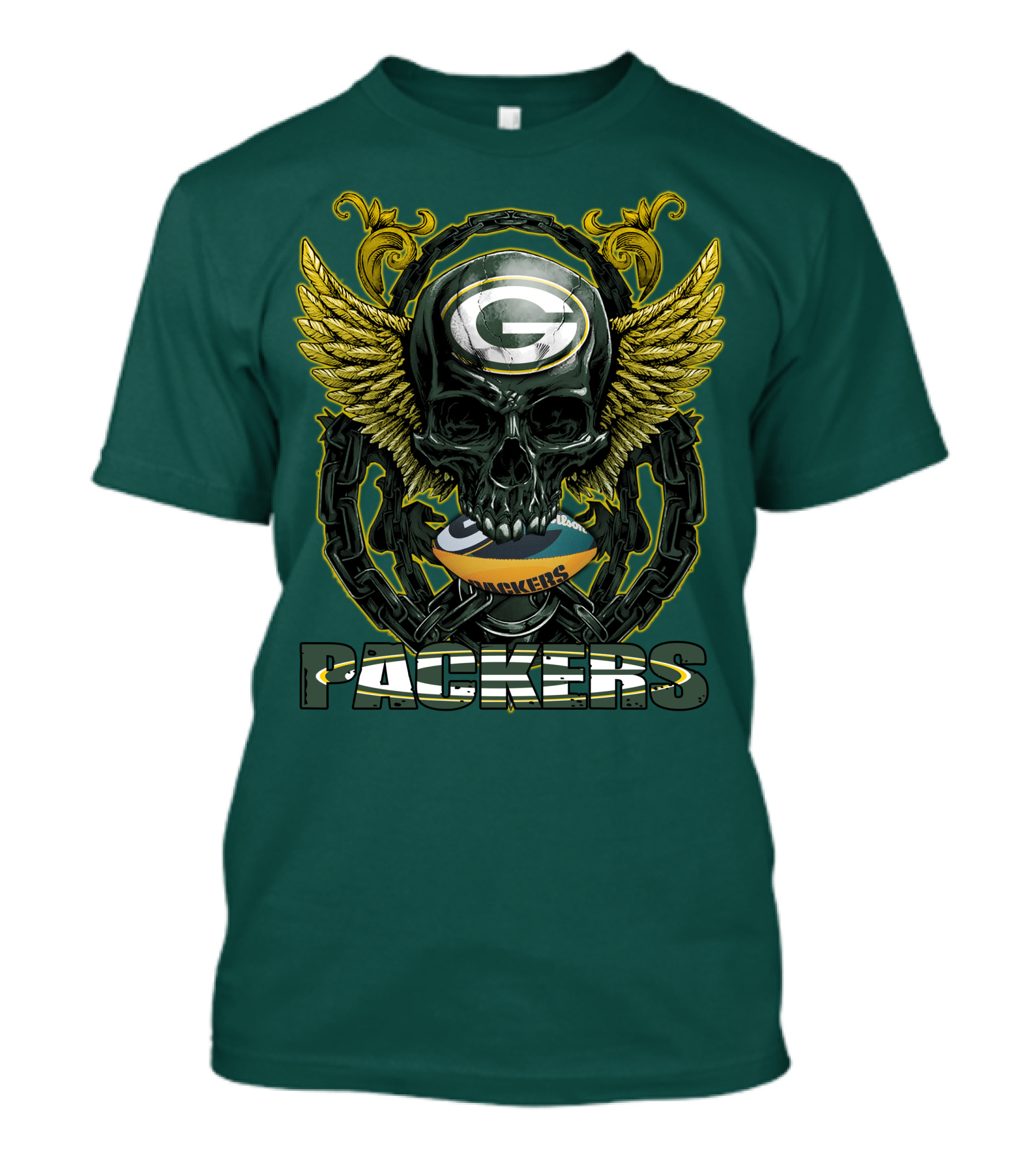 Packers Skull Green Bay Football Wings T-Shirt