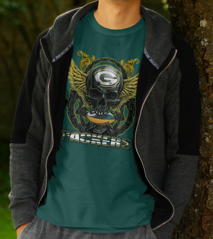 Packers Skull Green Bay Football Wings T-Shirt