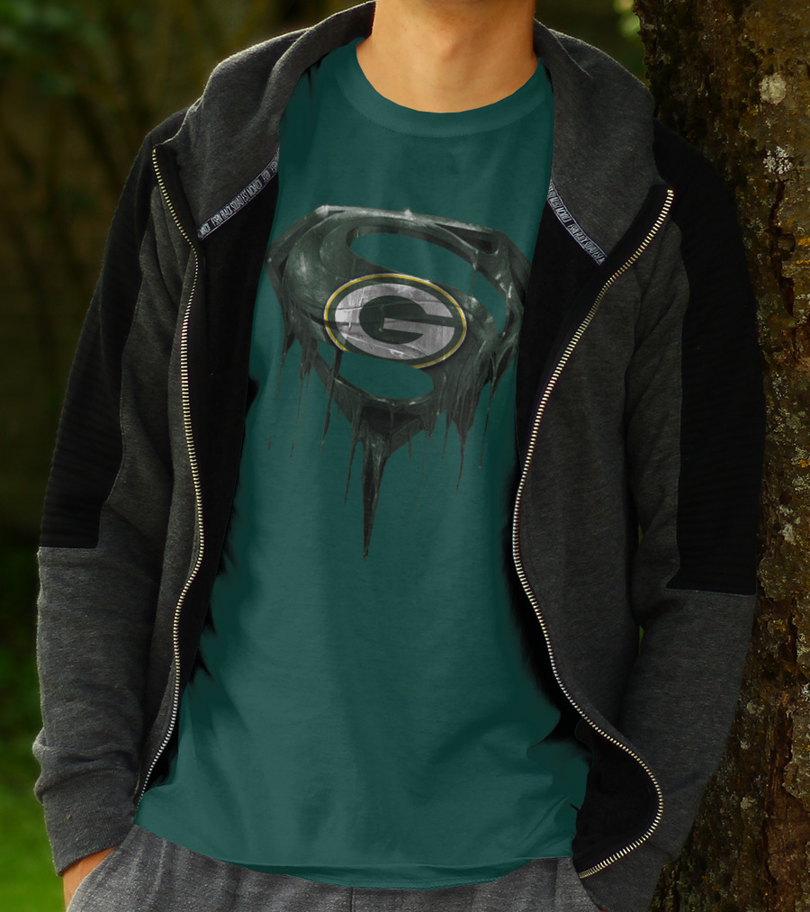Spm Superman Green Bay Packers Logo Fusion T-Shirt