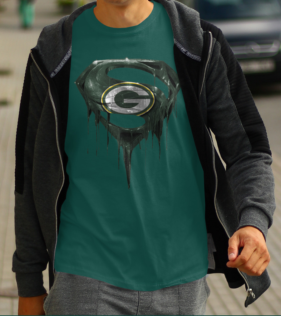 Spm Superman Green Bay Packers Logo Fusion T-Shirt