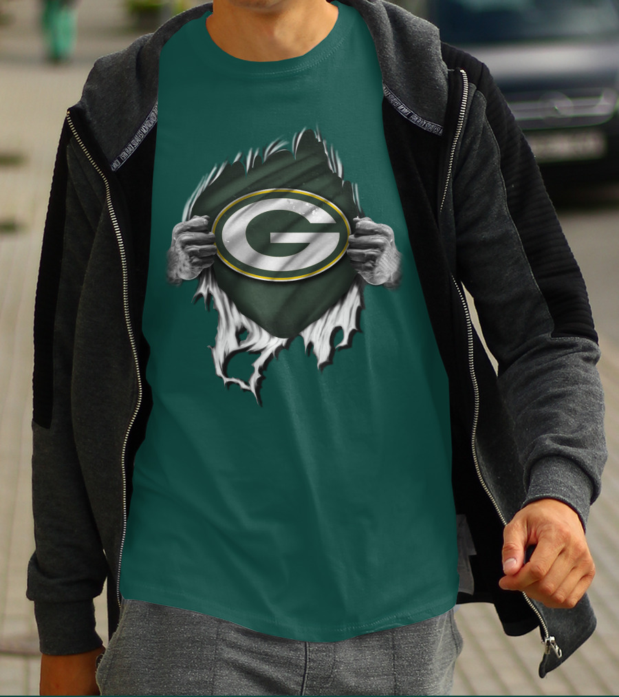 Green Bay Packers Torn Logo Superfan T-Shirt