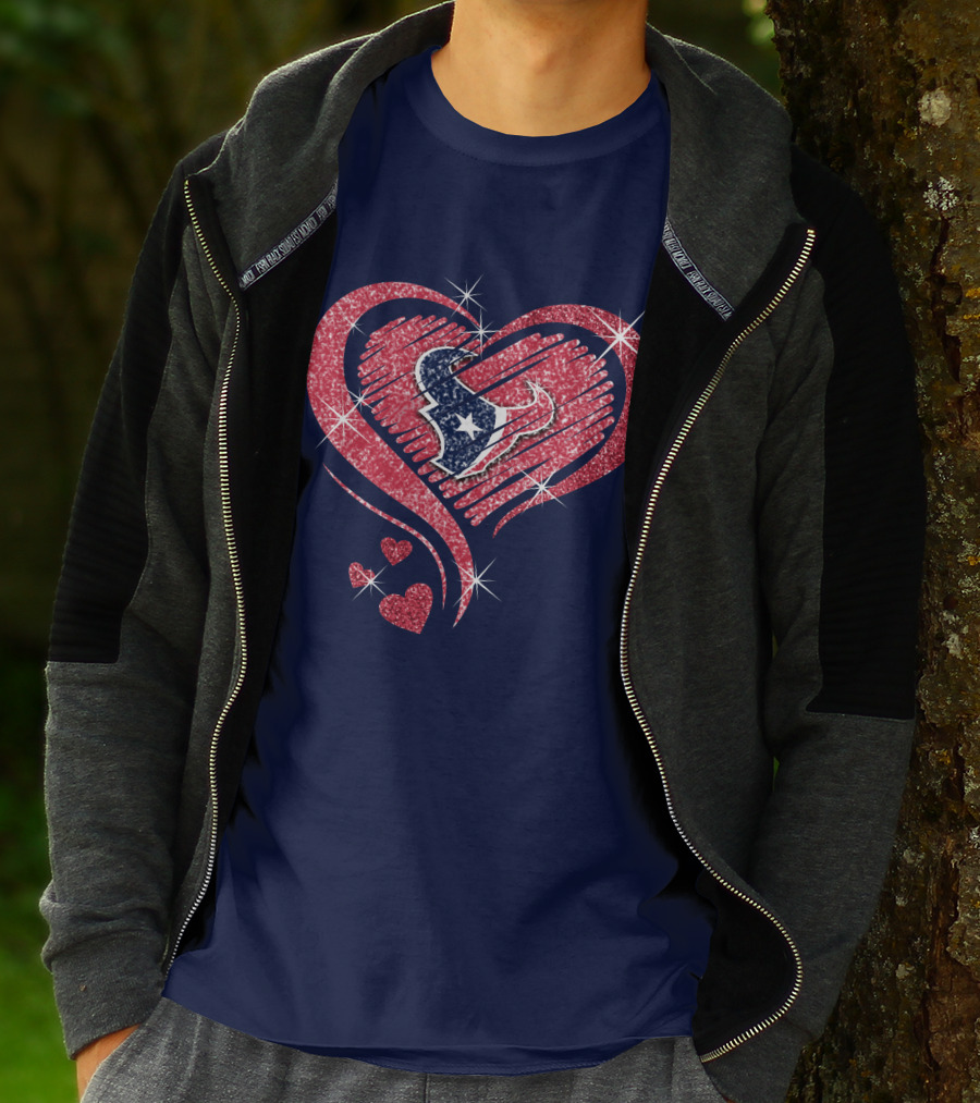 Heart Diamond Glitter Houston Texans T-Shirt