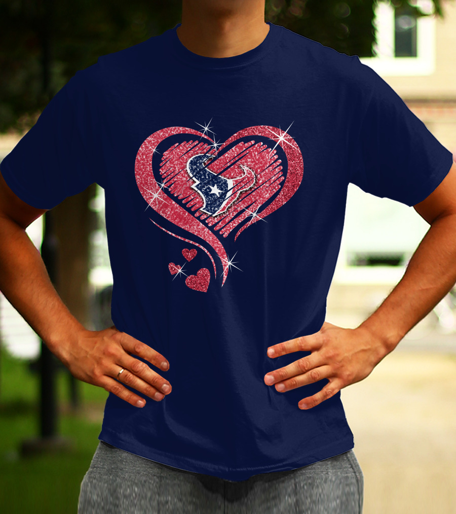 Heart Diamond Glitter Houston Texans T-Shirt