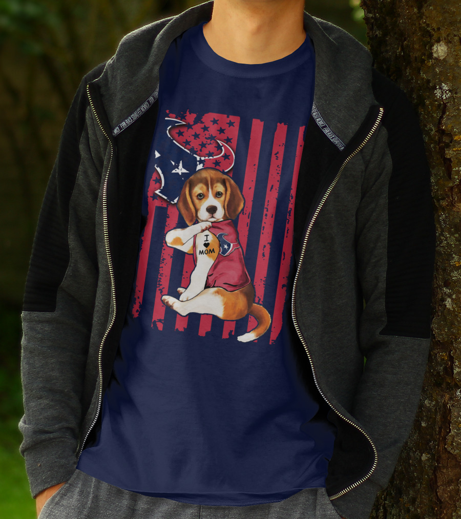 Houston Texans Beagle I Love Mom T-Shirt