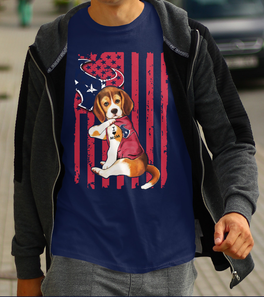 Houston Texans Beagle I Love Mom T-Shirt