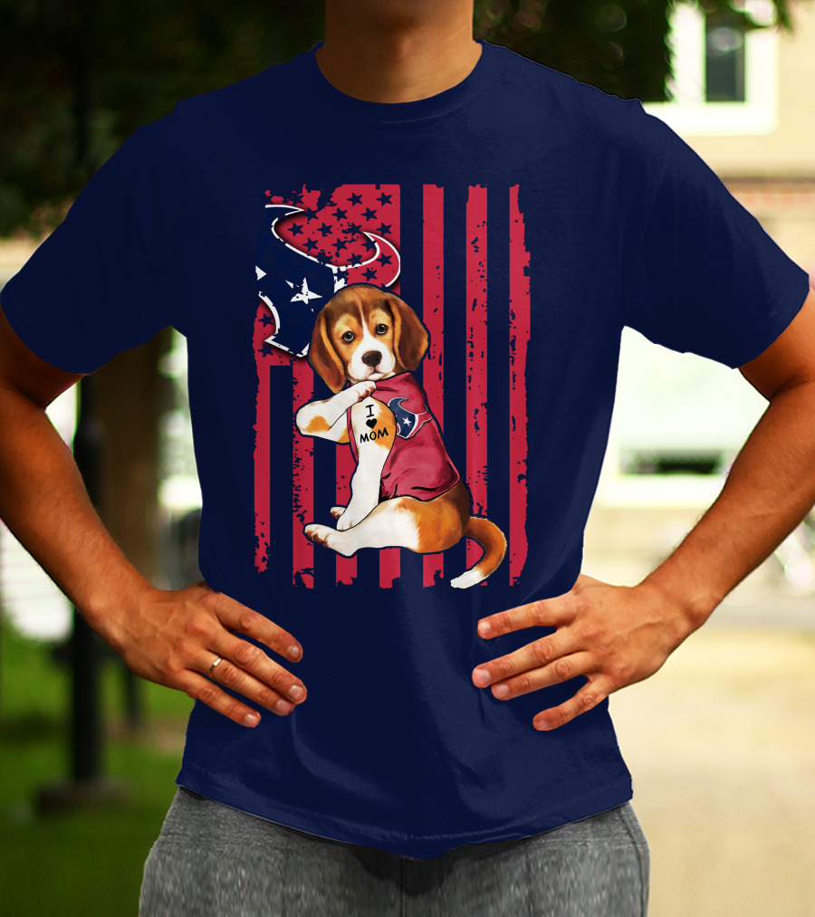Houston Texans Beagle I Love Mom T-Shirt
