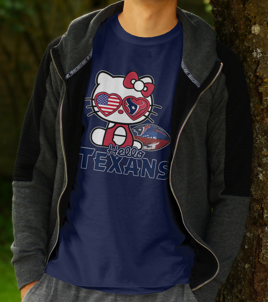 Hello Kitty Texans Football Heart USA Fan Love T-Shirt