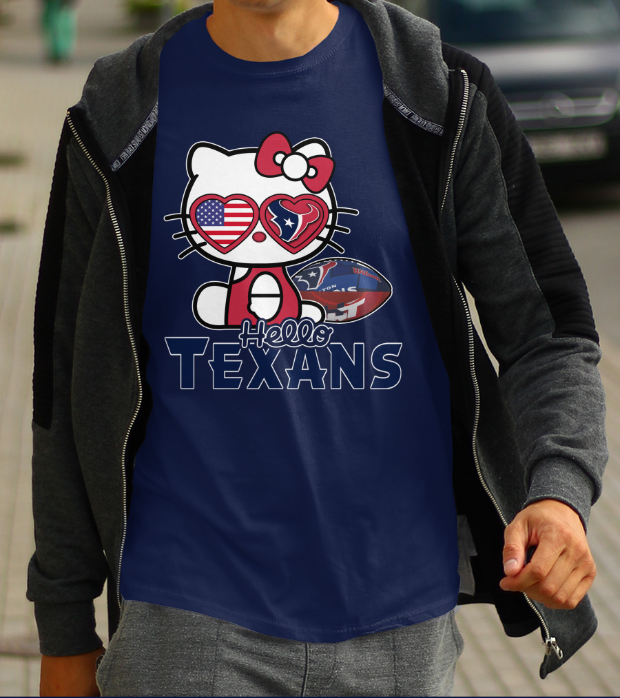 Hello Kitty Texans Football Heart USA Fan Love T-Shirt