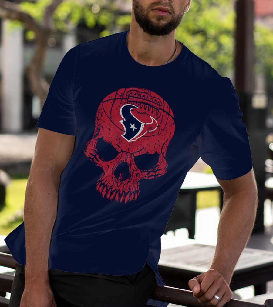 Houston Texans Skull Football Emblem 18 T-Shirt