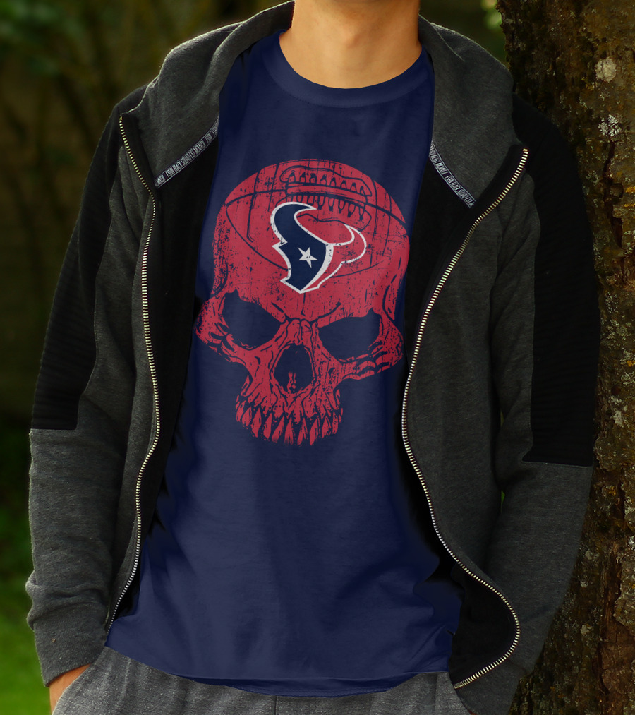 Houston Texans Skull Football Emblem 18 T-Shirt