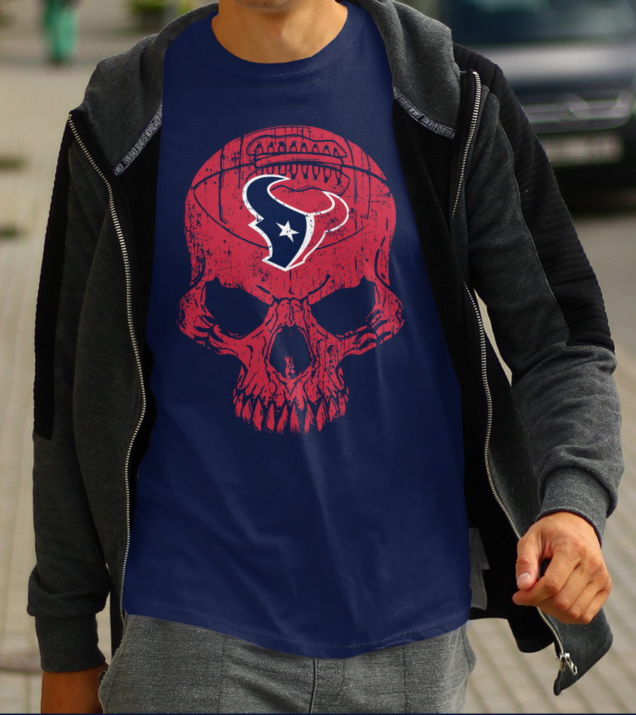 Houston Texans Skull Football Emblem 18 T-Shirt