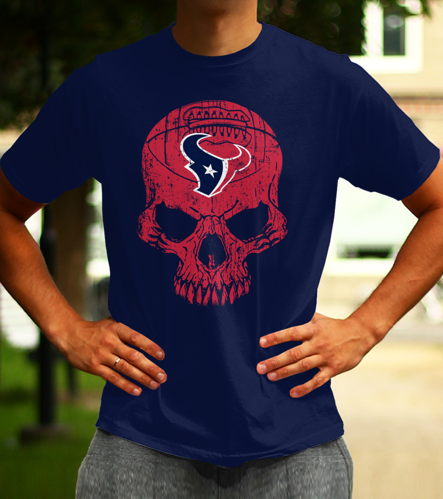 Houston Texans Skull Football Emblem 18 T-Shirt