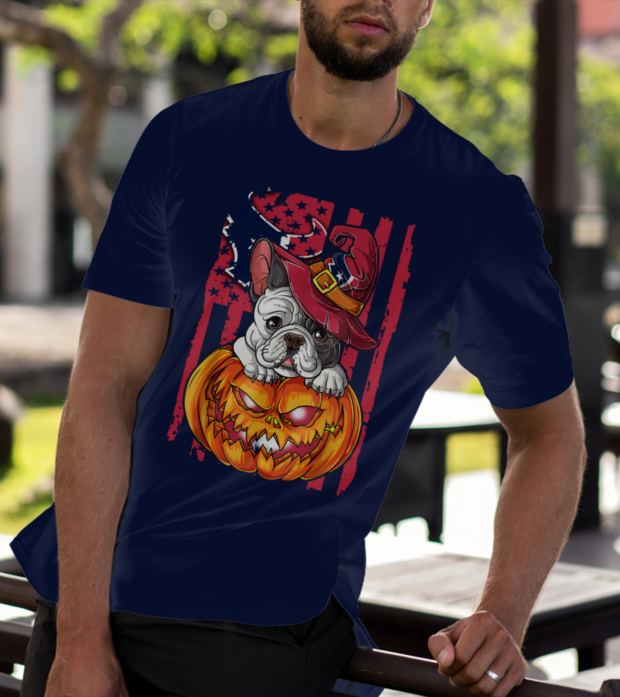 Hlw Bulldog Houston Texans Halloween Jack-o'-Lantern Witch Hat T-Shirt