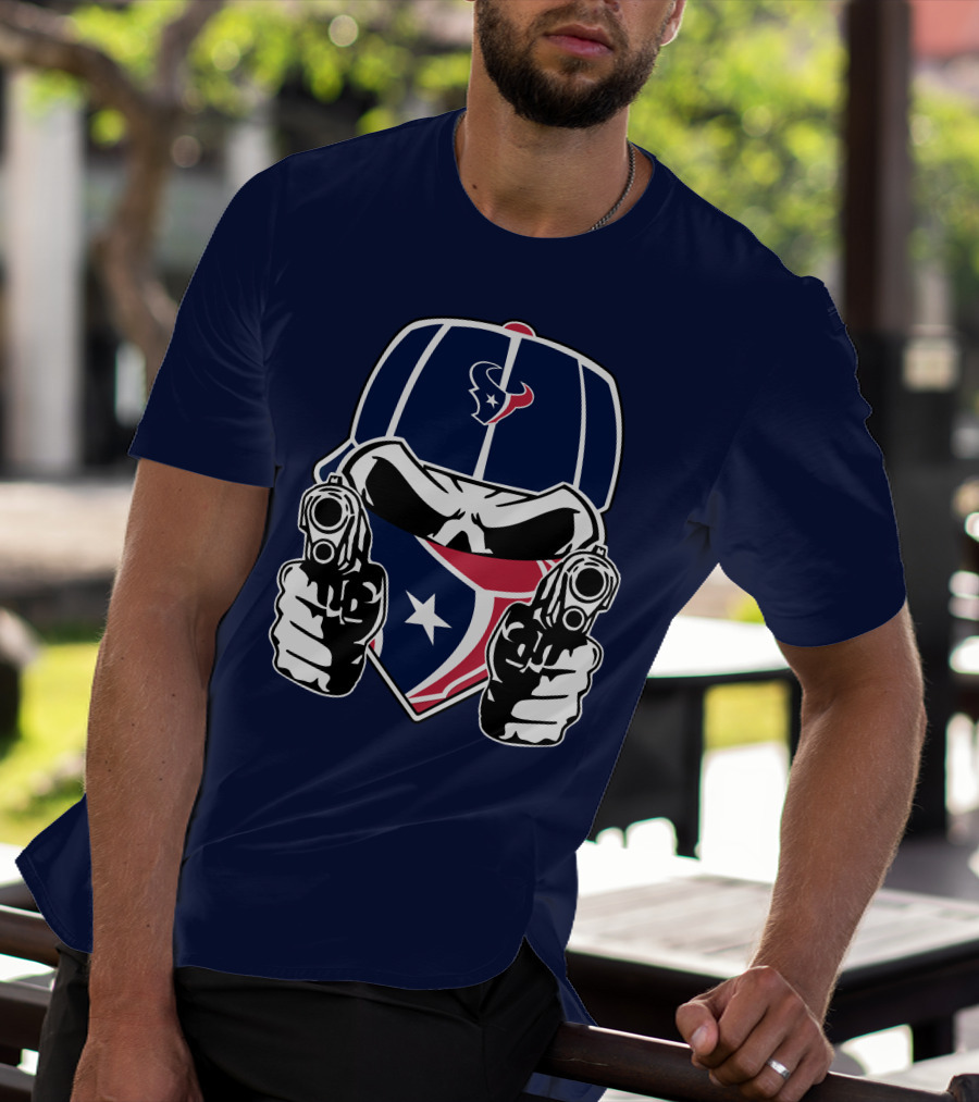 Houston Texans Skull Masked Gunslinger Fan Art T-Shirt