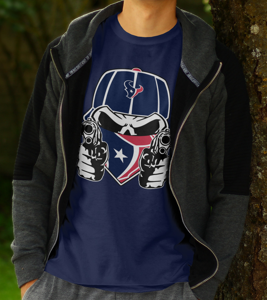 Houston Texans Skull Masked Gunslinger Fan Art T-Shirt