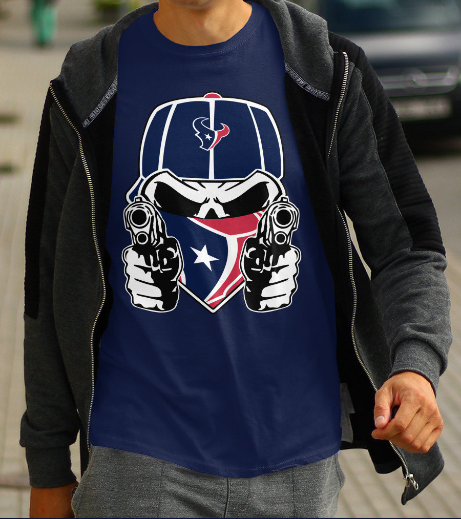 Houston Texans Skull Masked Gunslinger Fan Art T-Shirt