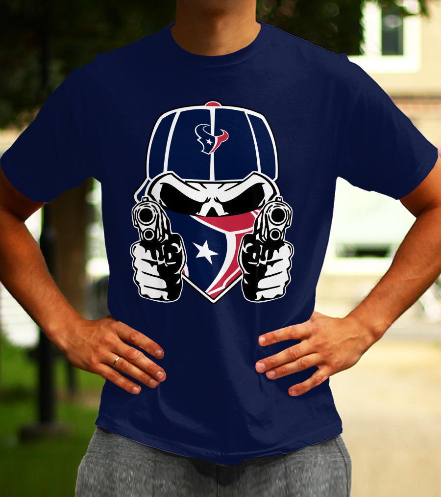 Houston Texans Skull Masked Gunslinger Fan Art T-Shirt