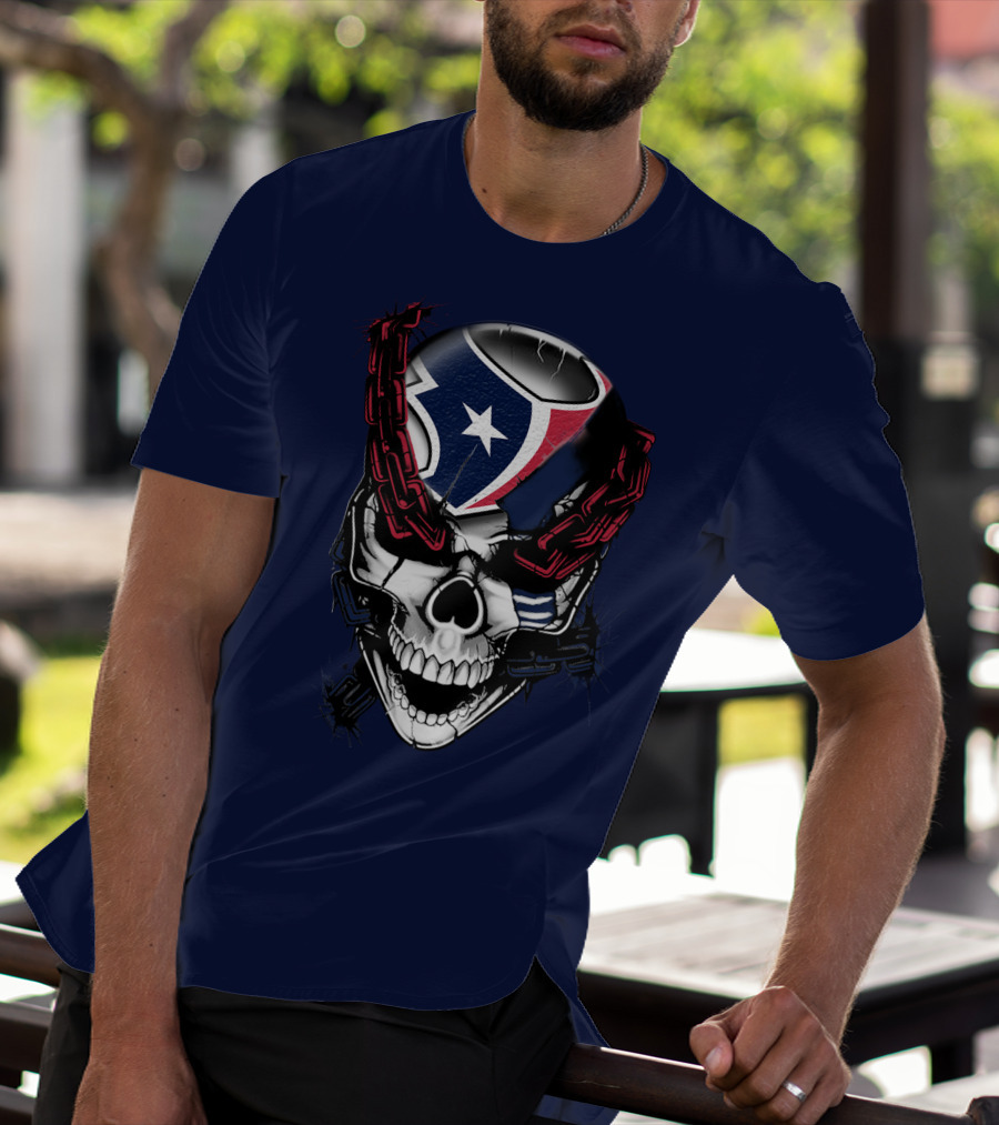Houston Texans Skull With Chains T-Shirt