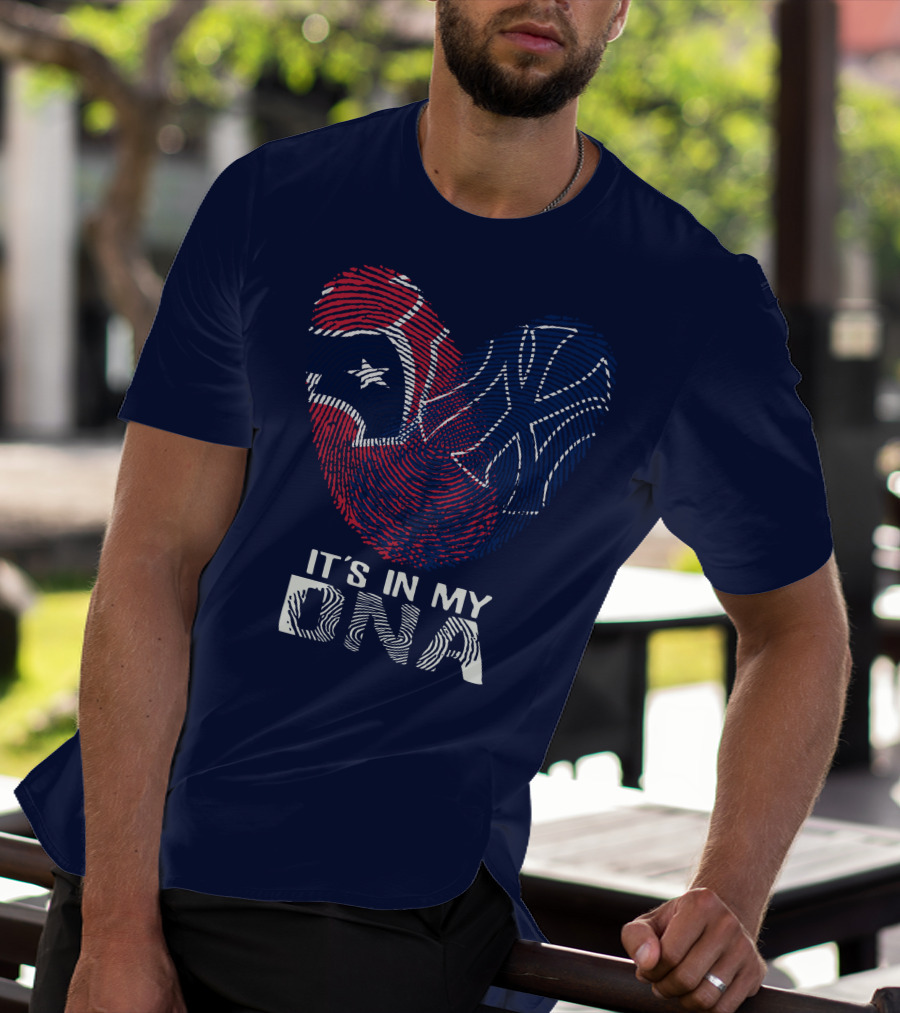 Houston Texans It's In My Dna Fingerprint Heart Yankees T-Shirt