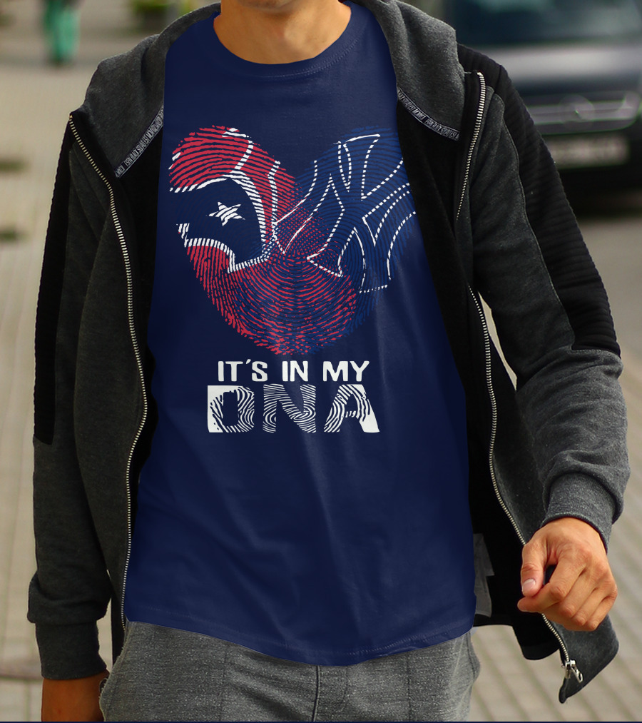 Houston Texans It's In My Dna Fingerprint Heart Yankees T-Shirt