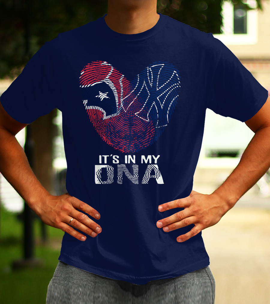 Houston Texans It's In My Dna Fingerprint Heart Yankees T-Shirt