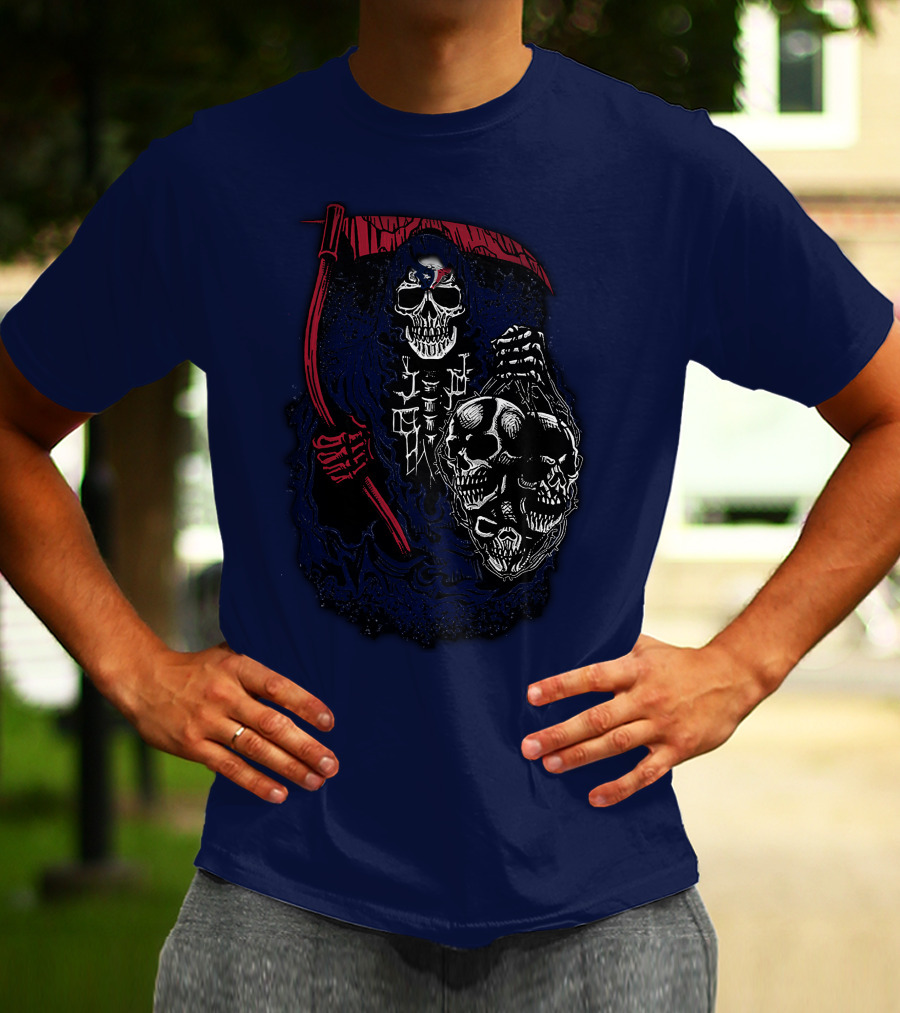 Houston Texans 07 Grim Reaper Skull Artwork T-Shirt