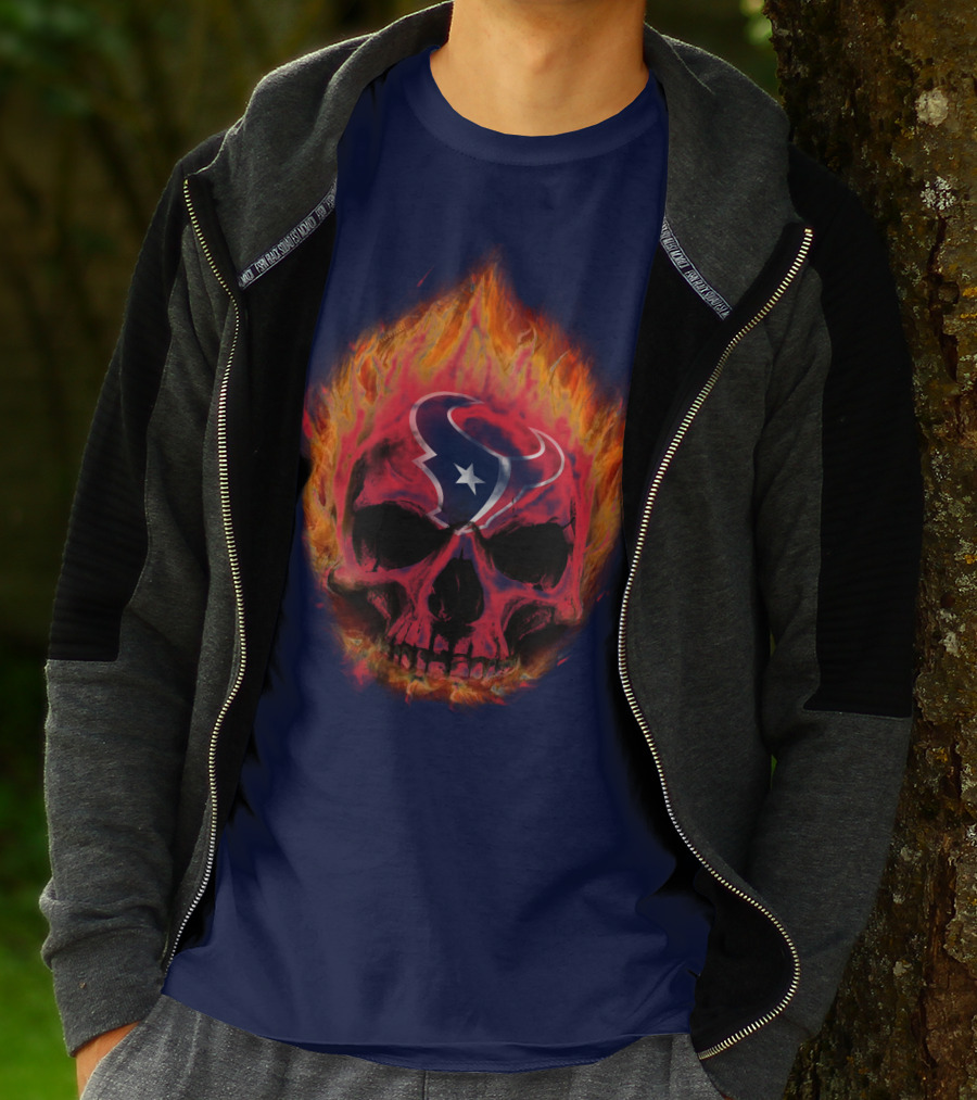 Houston Texans Flaming Skull T-Shirt