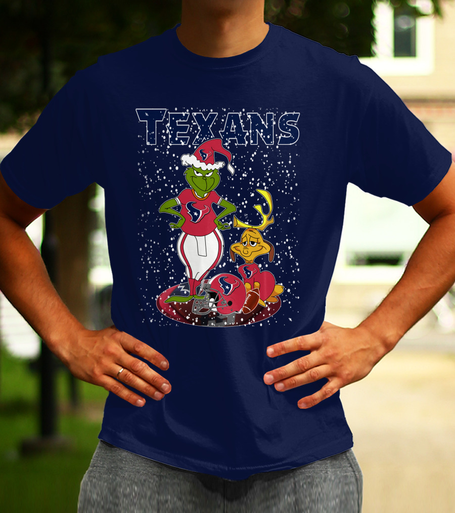 Grinch Christmas Houston Texans Holiday Football Collaboration T-Shirt