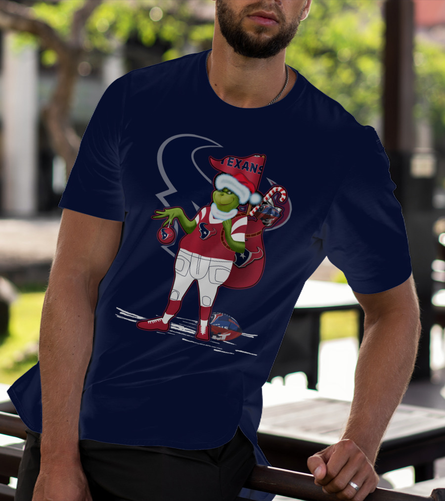 Grinchxmas Houston Texans Christmas Football Theme T-Shirt