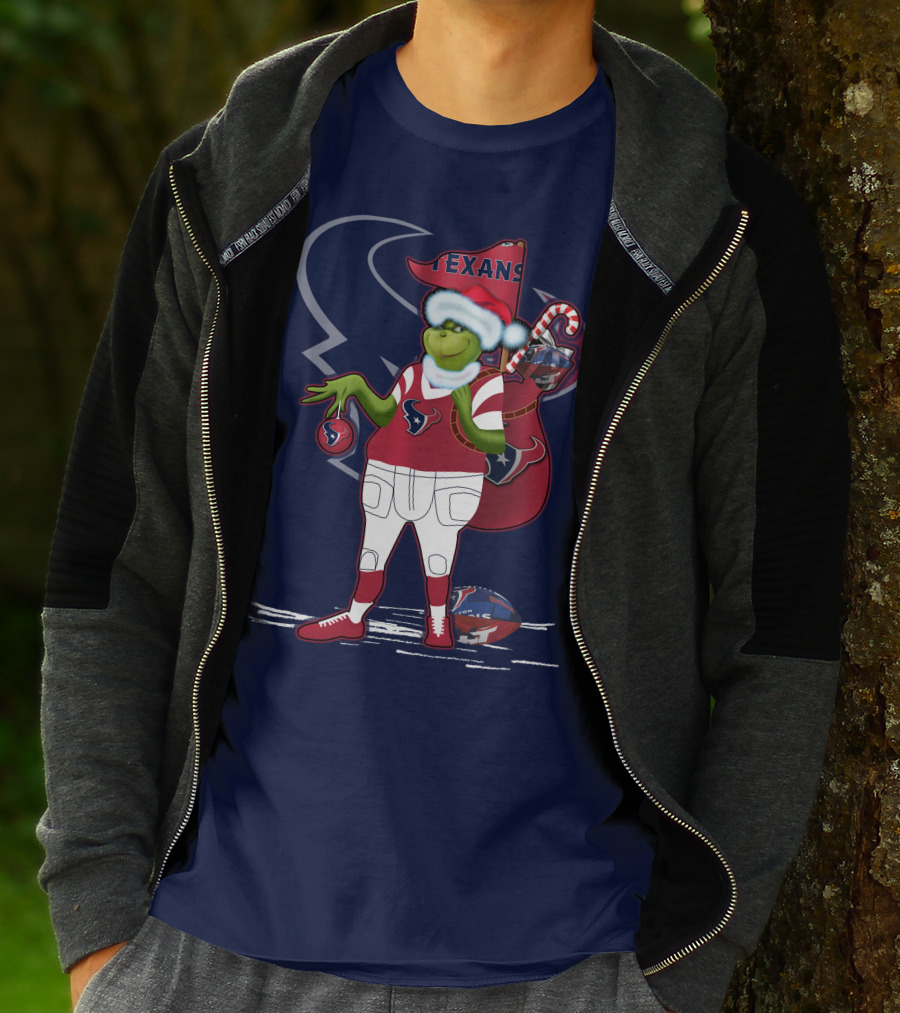 Grinchxmas Houston Texans Christmas Football Theme T-Shirt