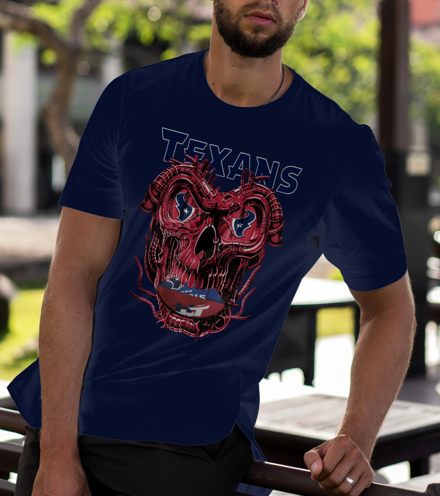 Texans Dragonskull Football Face T-Shirt