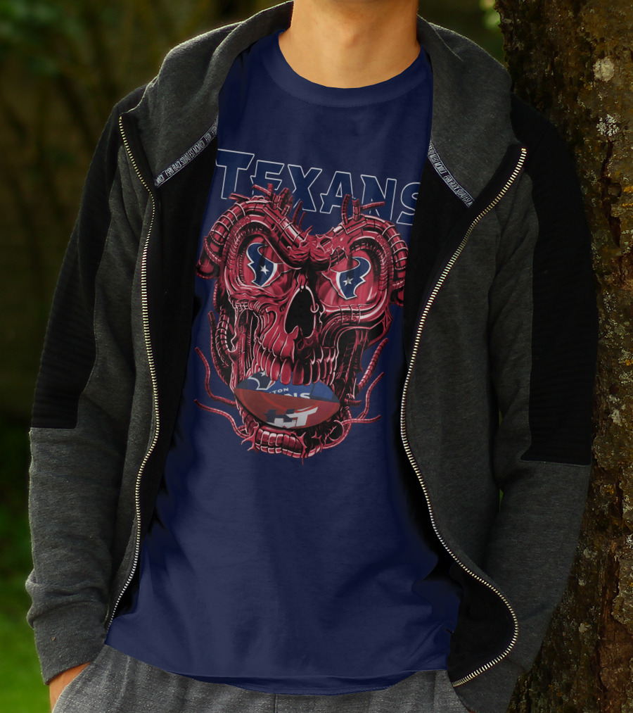 Texans Dragonskull Football Face T-Shirt