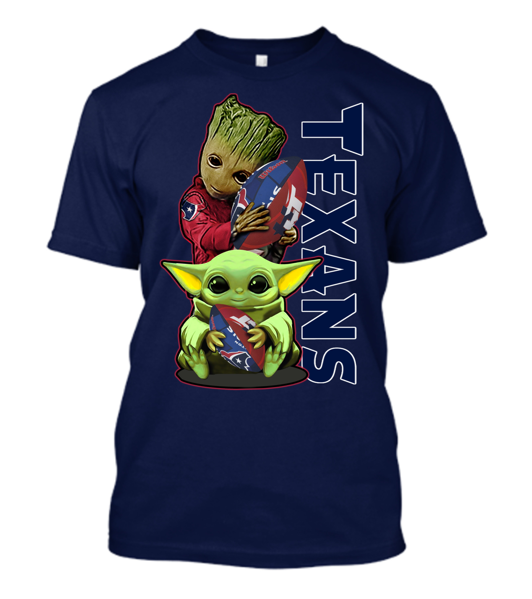 Texans Groot Baby Yoda Holding Houston Football T-Shirt