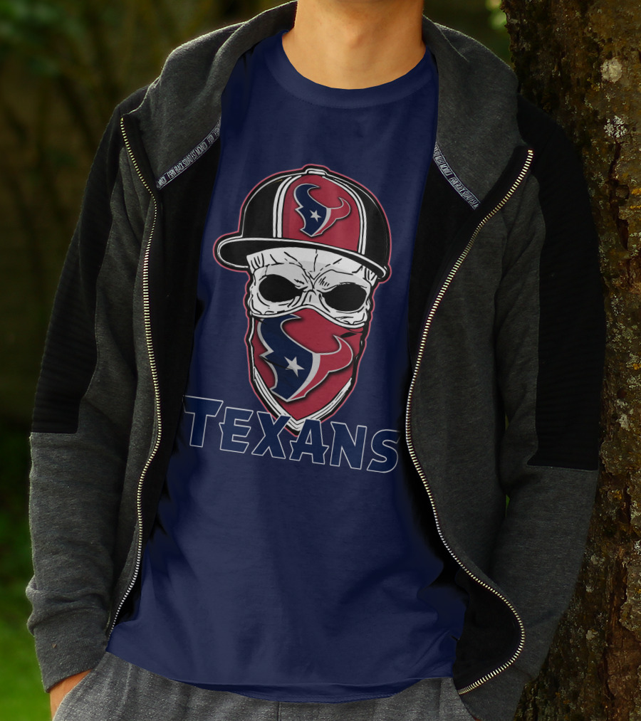 Houston Texans Skull Hat T-Shirt
