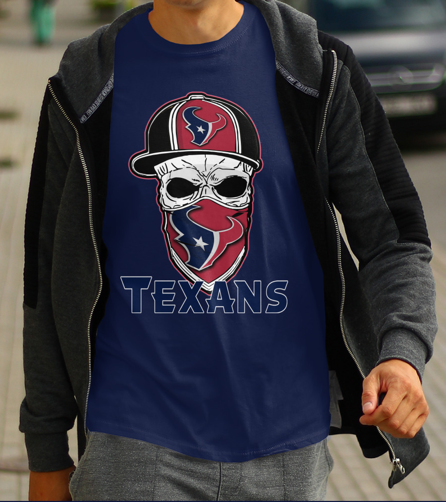 Houston Texans Skull Hat T-Shirt