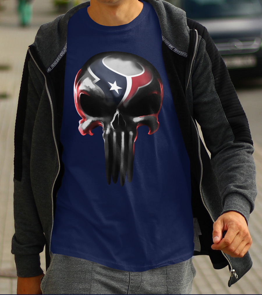 Houston Texans Punisher Skull T-Shirt