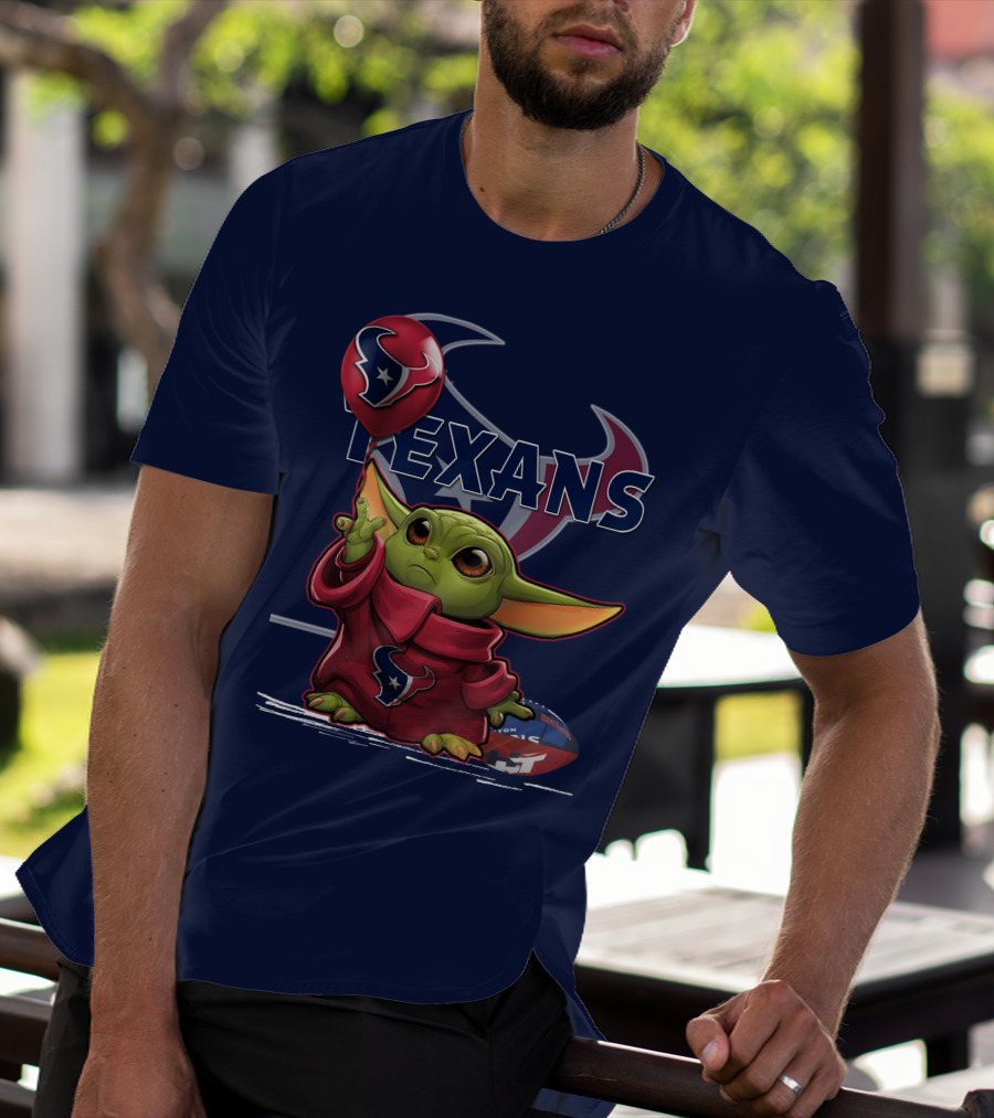 Yoda Texans Holding Balloon Football T-Shirt