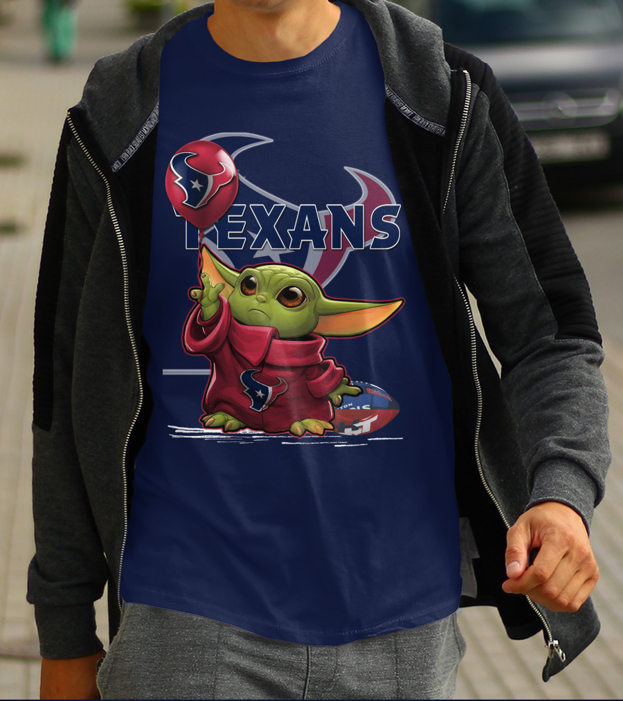 Yoda Texans Holding Balloon Football T-Shirt