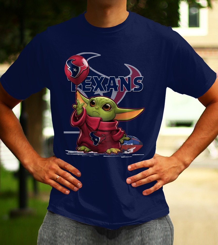 Yoda Texans Holding Balloon Football T-Shirt