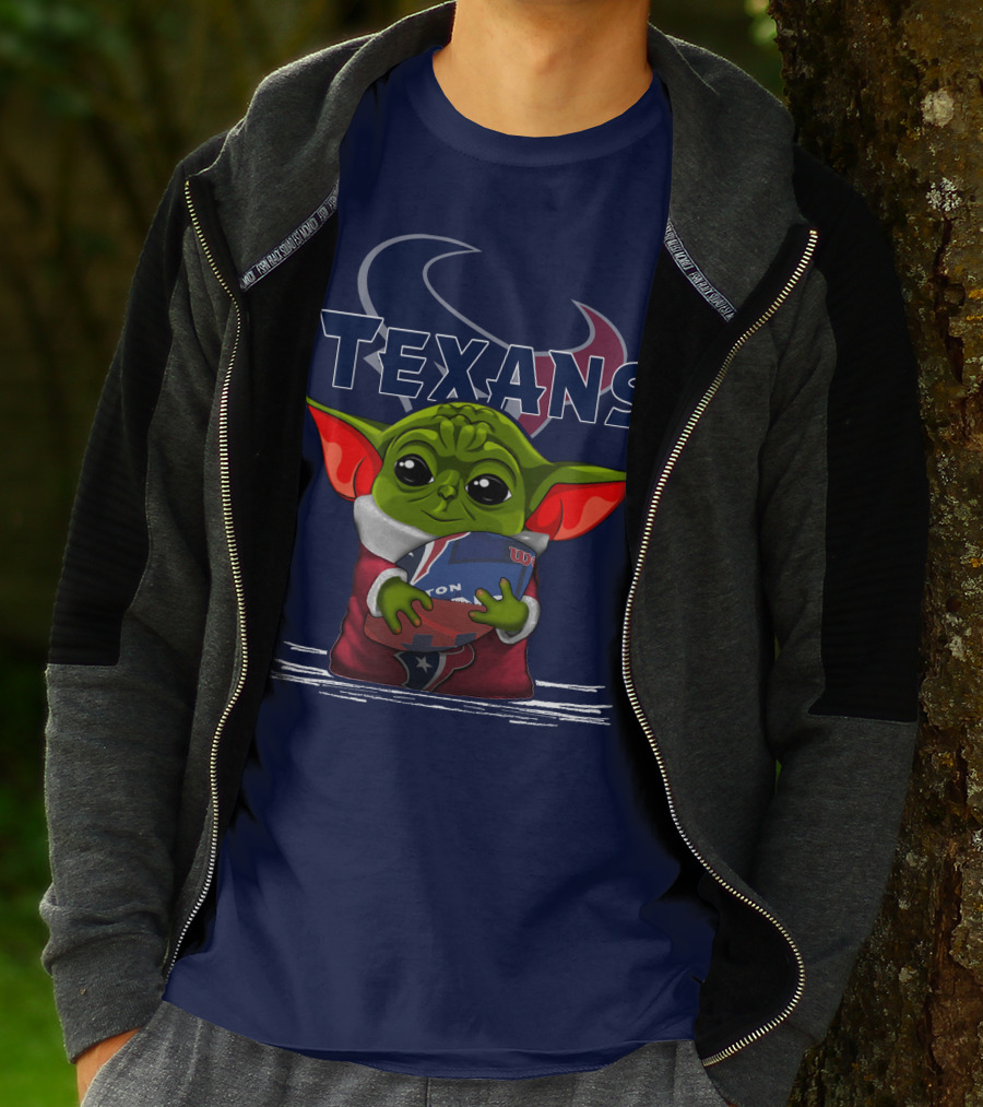 Texans Yoda Holding Football Houston NFL T-Shirt