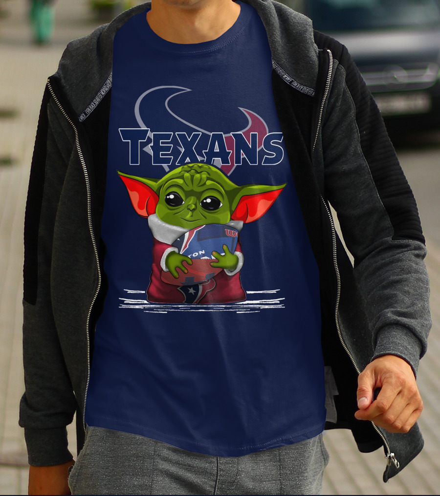 Texans Yoda Holding Football Houston NFL T-Shirt