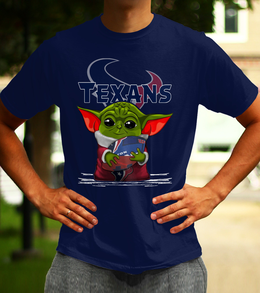 Texans Yoda Holding Football Houston NFL T-Shirt