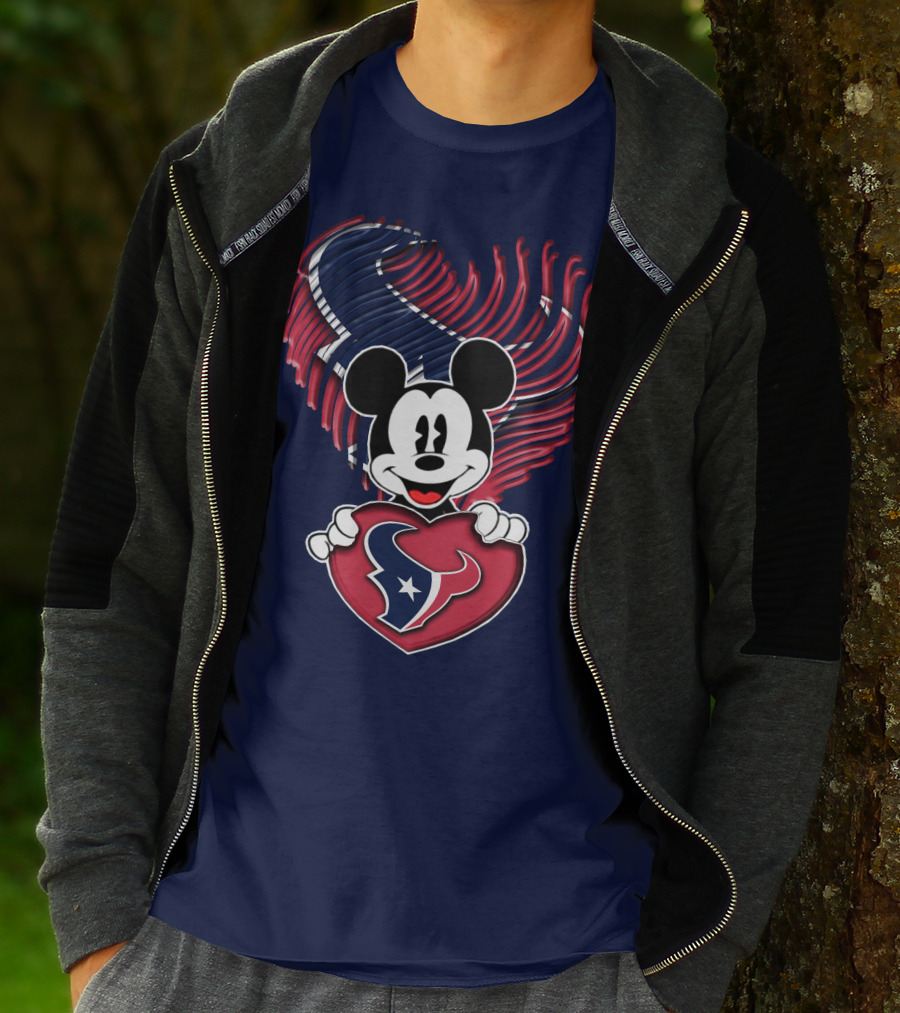 Mick Mouse Heart Houston Texans T-Shirt
